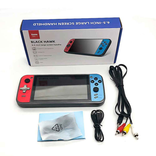 Console de jeu vidéo portable Black Hawk X16 plus 6,5 pouces 8G Retro Game – Bleu et rouge